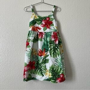 An Original Avanti Made In Hawaii Tropical Floral Leaf Print Hibiscus Sun Dress